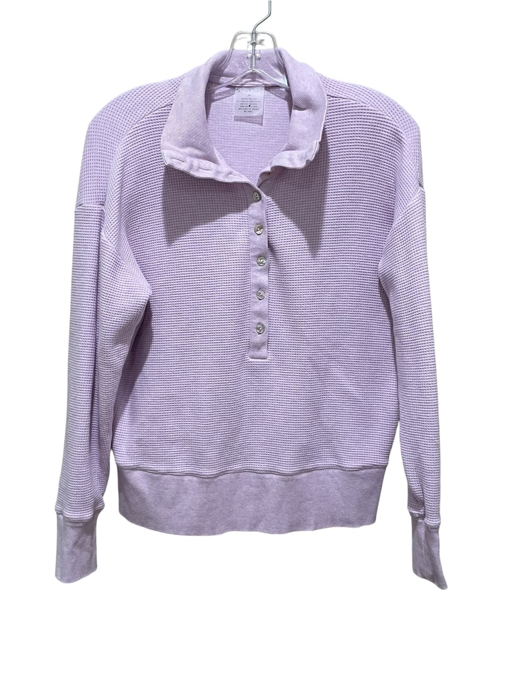 Negative Waffle Knit Henley Pullover Lavender Purple women Size XS Stretch